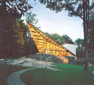 Steel beams anchor the playhouses soaring roof.