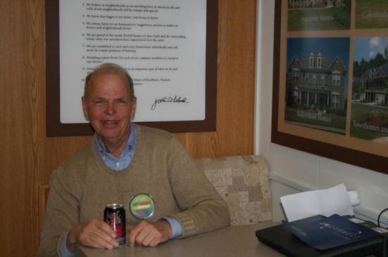 John Wieland’s mobile desk is the banquette in his Winnebago.