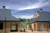 By facing the dormitory buildings onto a central lawn, Muse Architects bestowed a small town feeling on the project. Residents enjoy various levels of public space, including generously sized loggias and a communal lounge.