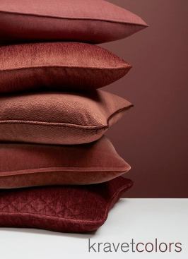 Pantone has suggested that its 2015 Color of the Year Marsala shows best in texture. Pillows are a great way to test the grounds with Marsala and show its many forms through different patterns