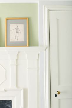 Benjamin Moore's Guilford Green is used here to brighten up white trim with a hint of color, without taking away from the details.