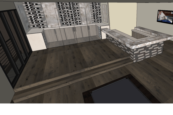 Second-story loft bar with wine room