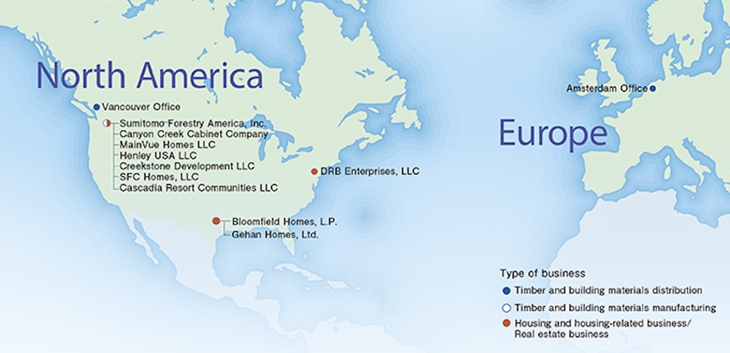 Sumitomo Forestry footprint in North America