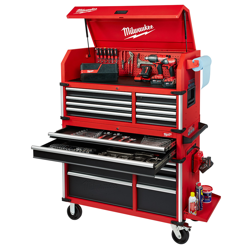 Milwaukee announced the addition of a 46-inch High Capacity Steel Storage Combo to its line of steel storage chest and cabinet offerings.