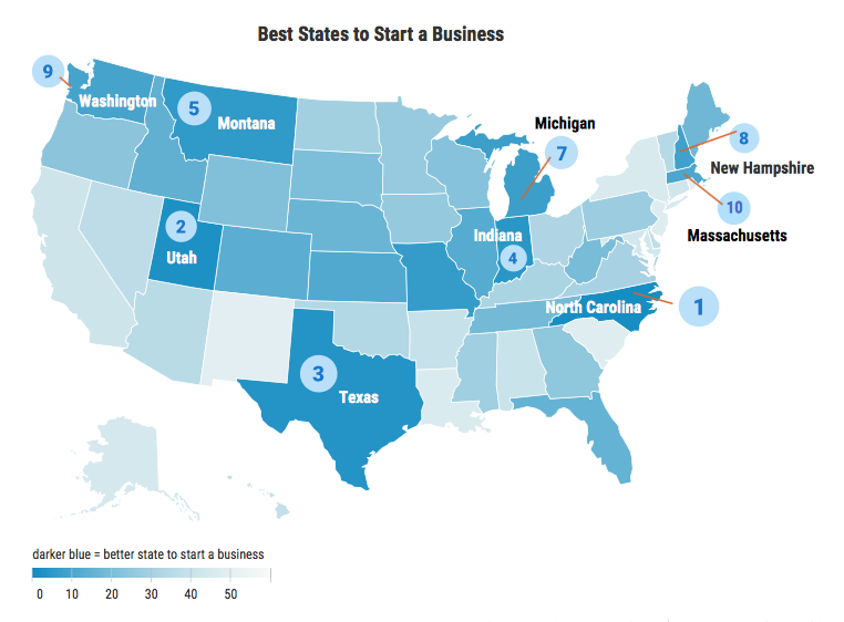 Best States in Which to Start a Business