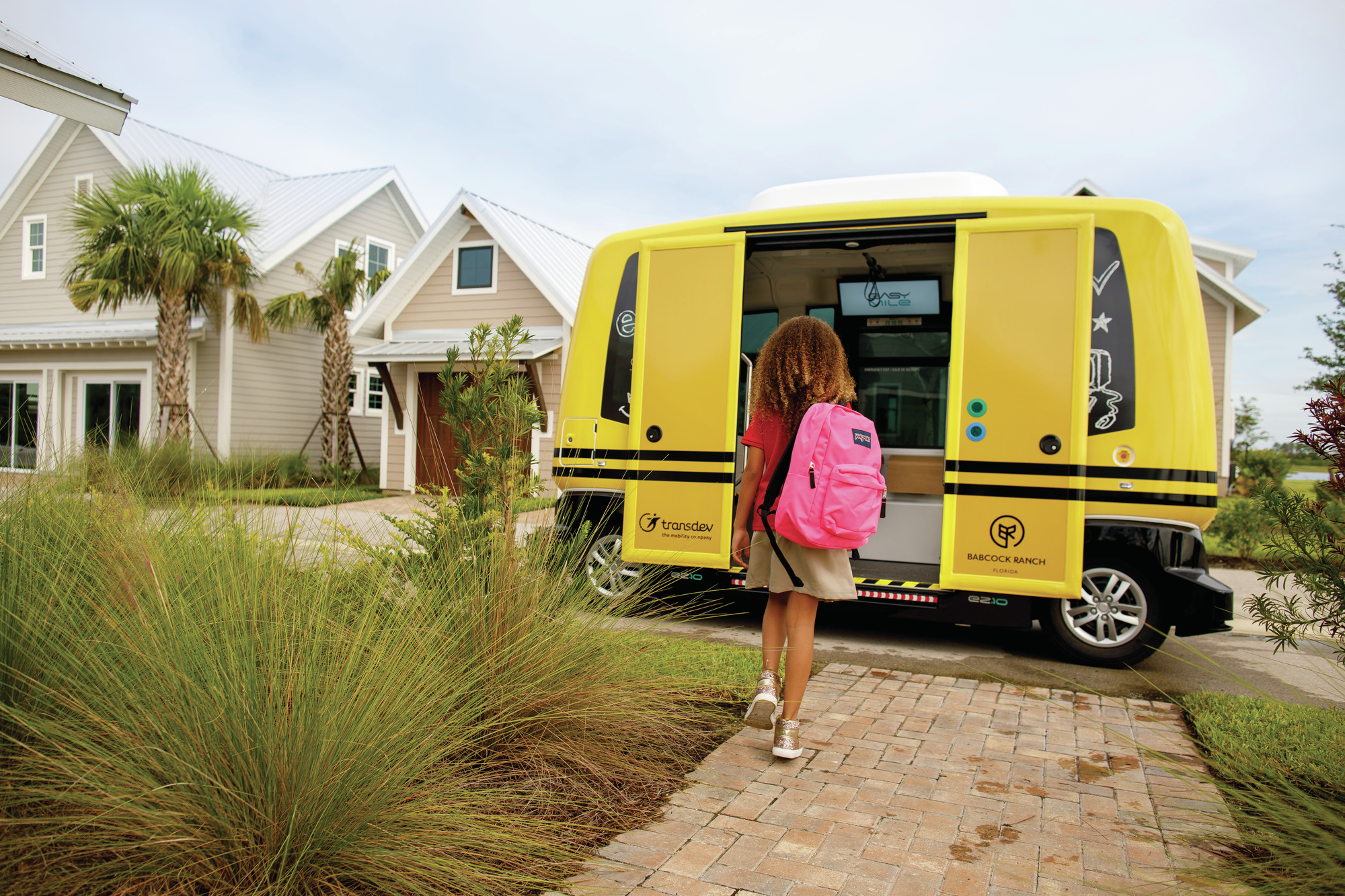 Kids Riding Driverless Bus Autonomous Vehicles Come to Babcock Ranch