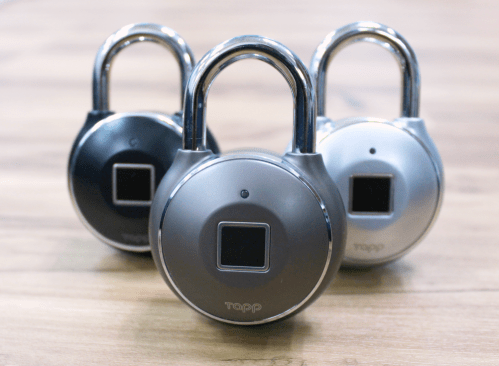 The Tapplock one+ smart fingerprint lock is available in Sterling Silver, Gun Metal, or Midnight Black.