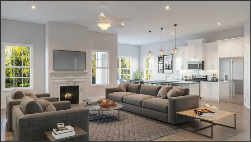 A living room/kitchen at NatureWalk.