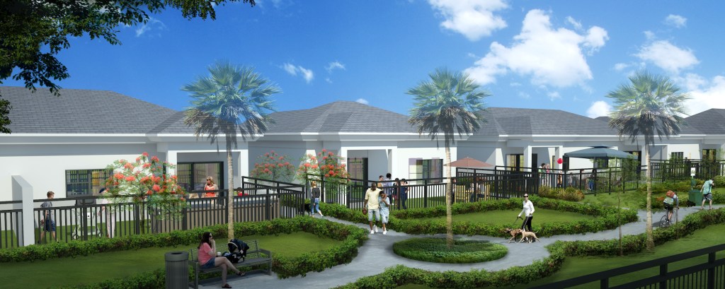 Eden Arlingwood in Jacksonville, Florida, will feature 189 single-story cluster apartment homes and 76 two-story townhomes.