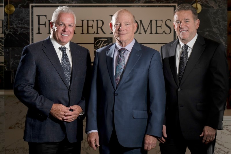 Fischer Homes leadership (left to right): CEO Tim McMahon, CEO emeritus Bob Hawksley, and president and chief operating officer Jay Smith.