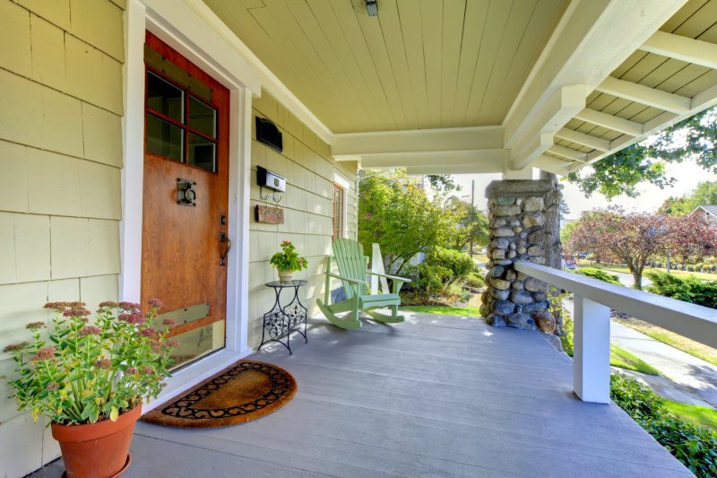 Front entrance of the old craftsman style home.