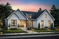 Modern Farmhouse Plan with Four Bedrooms, Front Exterior. See Details at Houseplans.com.