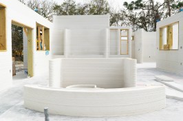 Apis Cor's 3D-printed concrete walls for a residential house in Melbourne, Florida.