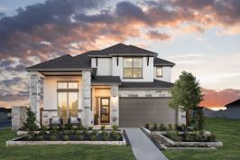 A model home by New Home Co. at the 6 Creeks master plan in Kyle, Texas.