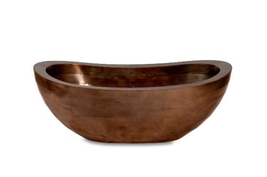The Atocha copper tub is stunning, but at $23,545, it is also pricey. Made from 4-inch copper strips that have been welded together, the Japanese-style soaking tub measures&nbsp;68 inches long. Diamond Spas. 
www.diamondspas.com.