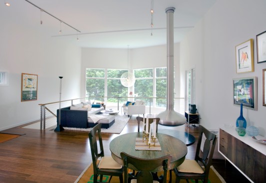 Open dining and living areas