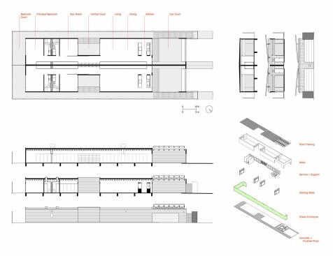 Plans and sections show the simplicity and flexibility of the design.
