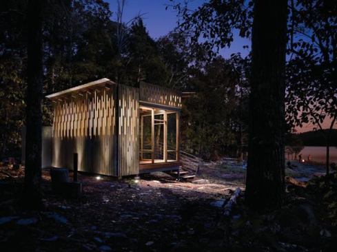 2011 CHDA  Cape Russell Retreat, Sharps Chapel, Tenn.  Accessory Building / Grand Award  Sanders Pace Architecture, Knoxville, Tenn.   A lakefront retreat uses simple 2-x-4s to create an intricate light pattern.