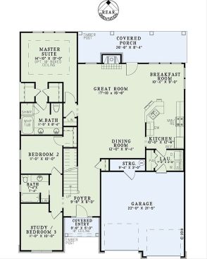 Mid-Size House Plan with Front-Facing Garage, Main Level. See Details at Houseplans.com.