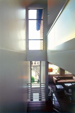 Adding more space to a tiny builder’s cottage in San Francisco’s Castro neighborhood involved adding a third floor, which in turn meant some reconfiguring. The heart of the new interior is the stairway and stair hall, which connect the third floor to the rest of the house.