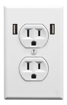 Billed as the socket of the future by the manufacturer, the U-Socket is a duplex AC receptacle with two built-in USB ports. It will power any device that is capable of being charged via a 5-volt power adapter. The product’s energy-efficient design only outputs power through the USB port if something is connected to it. FastMac. 
http://u-socket.com.