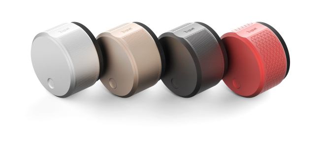 August The low-profile August smart lock installs on door’s interior side and unlocks with metal keys or automatically on approach using Bluetooth technology linked with a smartphone. An EverLock feature automatically locks the door behind you. The unit uses four AA batteries and does not require an Internet connection. Log records and access controls may be viewed from your smartphone or computer.