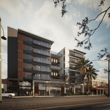 A rendering of ZenniHome's 29 West project in Mesa, Arizona, showcasing the company's stackable units.
