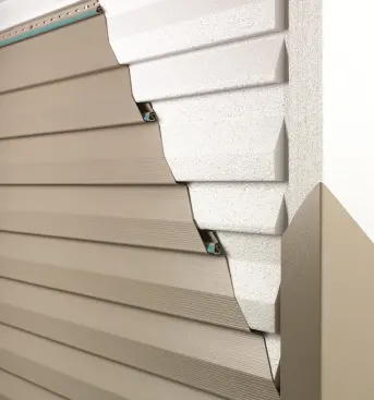 Lap Siding&nbsp; Charter Oak Energy Elite vinyl siding includes Fullback, Alside’s contoured foam backing. Available in both clapboard and Dutch lap profiles, the system offers improved energy efficiency and five times the impact-resistance of non-insulated vinyl, says the firm. Energy Elite is made with Preventol, an environmentally safe additive that discourages insects from nesting behind the siding. A rolled-edge nail hem ensures wind resistance. 
www.alside.com