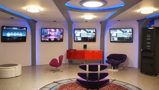 From the new 'command center' the owner can view his entire property on four 42” HDTVs.