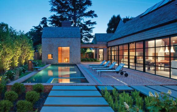 Brick pavers tie into the historic fabric.