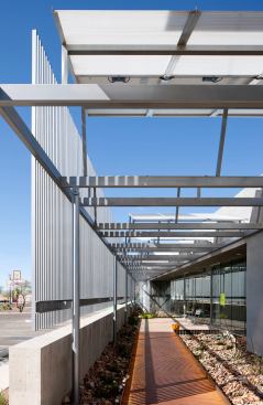The new entry courtyard and fa&ccedil;ade (with view to the north).