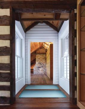 The view from the second floor of the 1840 cabin into the upstairs study.