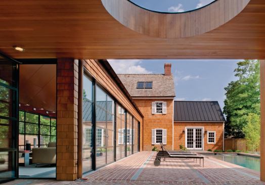 The kitchen/living pavilion faces a new pool courtyard.