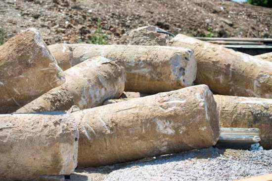 Concrete pilars used to fix a pier and beam foundation issue