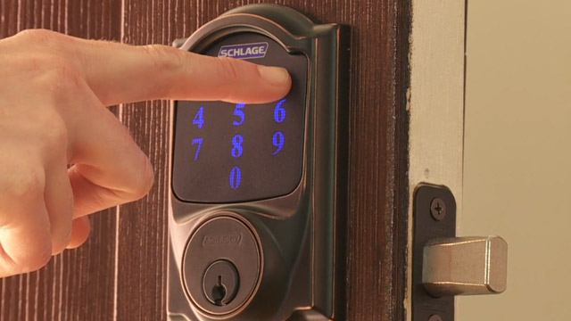 This deadbolt by 
Schlage utilizes a motorized deadbolt and can be operated from a cell phone or computer. Its fingerprint-resistant touch interface protects the user's access code.