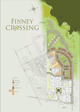 FINNEY CROSSING  The site is adjacent to open land to the north and mixed-use development such as a pharmacy, a grocery, restaurants, a movie theater, and a community college to the south.