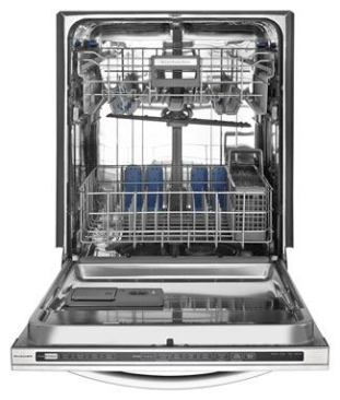 KitchenAid's newest dishwasher in the Architect II series features the AquaSense Recycling System, which allows it to use 33 percent less water by saving the water from the last rinse cycle to pre-rinse the next cycle before using fresh water to complete the cleaning process.