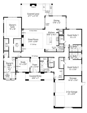 House plan with wet room, floor plan. See more photos at Houseplans.