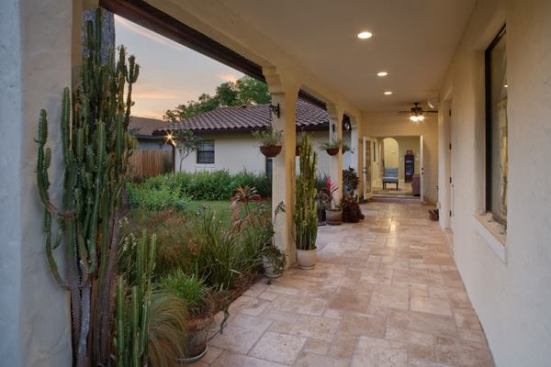 On the lanai, drought-tolerant plantings help reduce external water consumption.