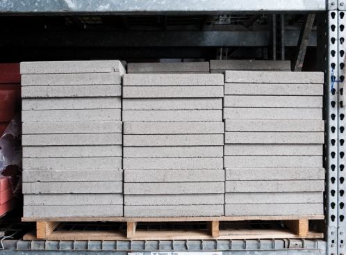 1. Pavestone These simple pavers are Hall’s option for landscaping work. Made from dry-cast concrete, the pieces are strong, durable, and easy to install. Pavers measure 12 inches by 12 inches.