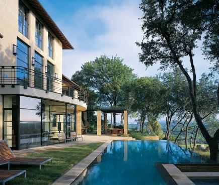 Natural materials and muted colors soften the Modernist edge of this Texas Hill Country home.