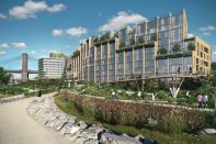 Toll Brothers City Living and Starwood Capital Group partnered on this hotel and residential complex, designed by Rogers Marvel Architects, that overlooks the East River and Manhattan skyline. 