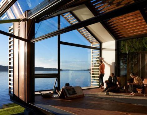 Seattle-based design studio Graypants redesigned this&nbsp;detached garage on Vashon Island, off the coast of Tacoma, Wash. in Puget Sound, into an airy waterfront retreat.&nbsp;