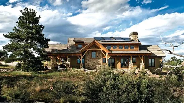 The solar array provides domestic hot water and battery backup.