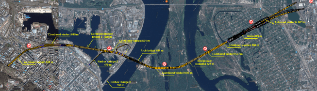 Urban scheme of Podilskyi bridges transfer in Kyiv city