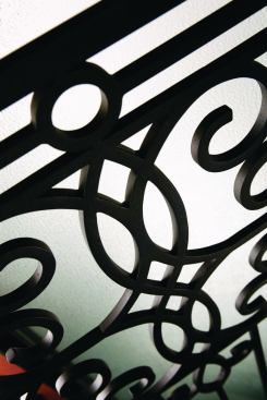 The wrought iron–inspired design of Veranda external grille door glass adds Old World charm to a home. It has a rust-resistant grille with hinged scrollwork that makes it simple for homeowners to open and clean. Its micro-granite textured glass offers privacy but permits daylight. ODL
. 800-253-3900. 
www.odl.com.