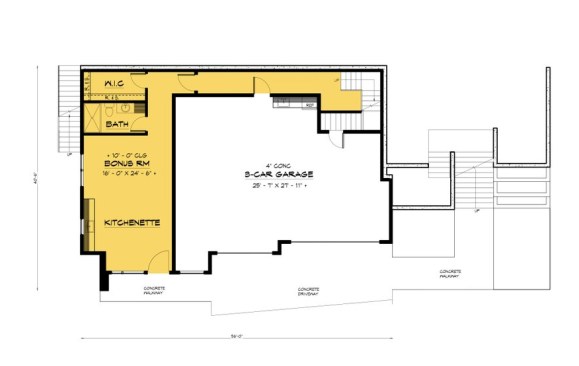 Modern house plan with kitchenette in the lower level (design 1066-182 at Houseplans.com)
