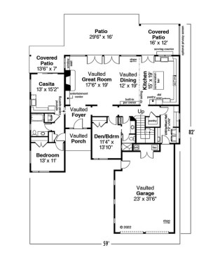 Multigenerational house plan (main floor plan). Learn more at Houseplans.com