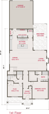 Farmhouse plan with prep kitchen, main level. See details at Houseplans.com.