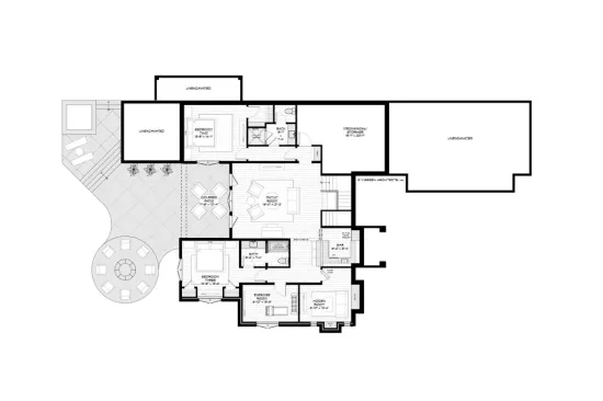Craftsman house plan with basement, lower level floor plan. See photos at Houseplans.